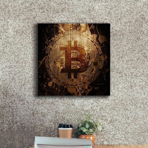 Image of 'Bitcoin Zinc' by Cameron Gray Giclee Canvas Wall Art,18 x 18