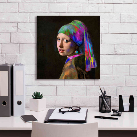 Image of 'Colorful Girl with a Pearl Earring' by Epic Portfolio, Giclee Canvas Wall Art,18x18
