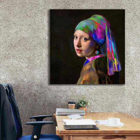 Image of 'Colorful Girl with a Pearl Earring' by Epic Portfolio, Giclee Canvas Wall Art,37x37