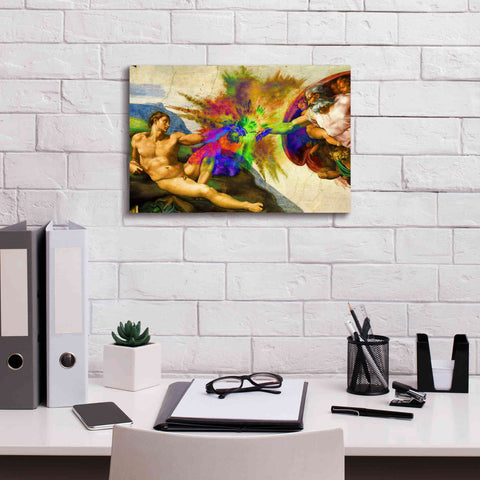 Image of 'Michelangelo - Creation of Adam Colorful I' by Epic Art Portfolio, Canvas Wall Art,18x12