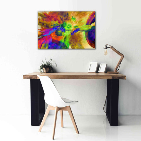 Image of 'Michelangelo - Creation of Adam Colorful II' by Epic Art Portfolio, Canvas Wall Art,40x26