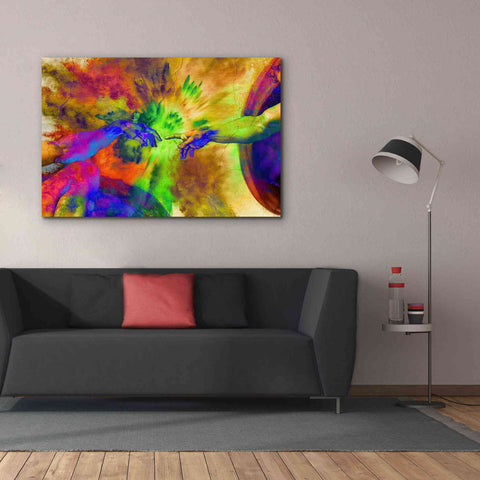 Image of 'Michelangelo - Creation of Adam Colorful II' by Epic Art Portfolio, Canvas Wall Art,60x40