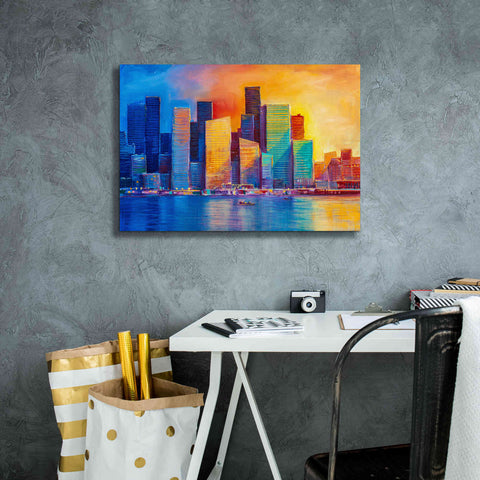 Image of 'Colorful Skyline' by Epic Portfolio, Giclee Canvas Wall Art,26x18