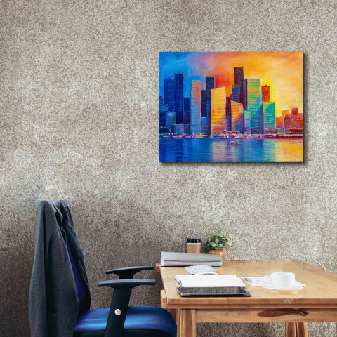 Image of 'Colorful Skyline' by Epic Portfolio, Giclee Canvas Wall Art,34x26