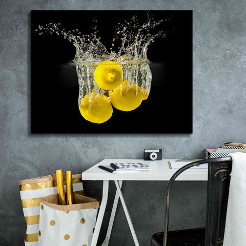 Image of 'Lemon Splash' by Epic Portfolio, Giclee Canvas Wall Art,34x26