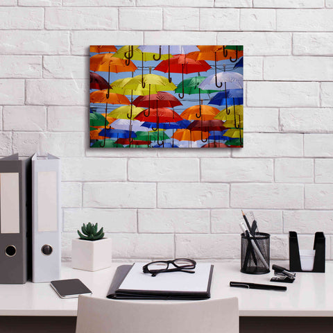 Image of 'Raining Umbrellas' by Epic Portfolio, Giclee Canvas Wall Art,18x12