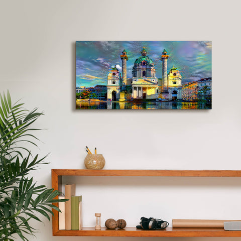 Image of 'Vienna Austria Karlskirche' by Pedro Gavidia, Canvas Wall Art,24 x 12