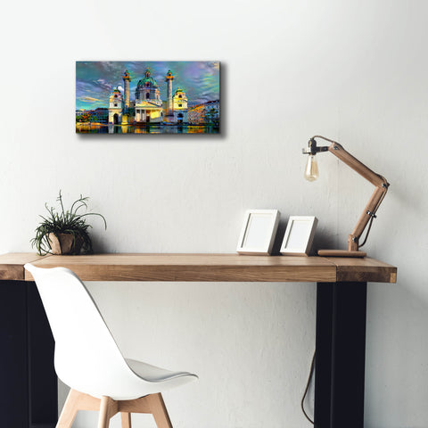 Image of 'Vienna Austria Karlskirche' by Pedro Gavidia, Canvas Wall Art,24 x 12