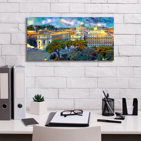 Image of 'Vaticano San Pedro from San Angelo' by Pedro Gavidia, Canvas Wall Art,24 x 12