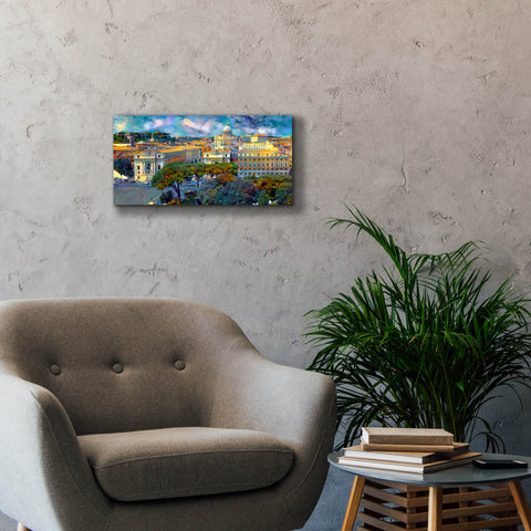 Image of 'Vaticano San Pedro from San Angelo' by Pedro Gavidia, Canvas Wall Art,24 x 12