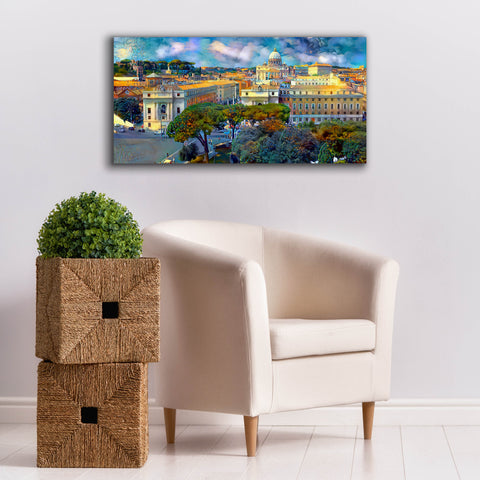 Image of 'Vaticano San Pedro from San Angelo' by Pedro Gavidia, Canvas Wall Art,40 x 20