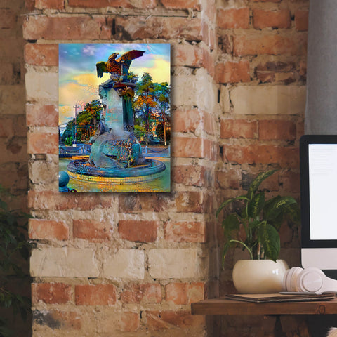 Image of 'Toluca Mexio Fountain Eagle Firmado' by Pedro Gavidia, Canvas Wall Art,12 x 16