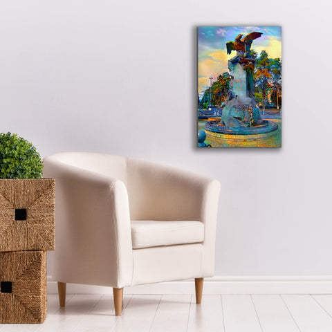 Image of 'Toluca Mexio Fountain Eagle Firmado' by Pedro Gavidia, Canvas Wall Art,18 x 26