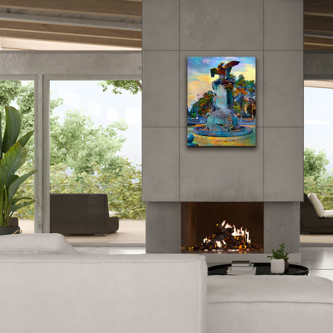 Image of 'Toluca Mexio Fountain Eagle Firmado' by Pedro Gavidia, Canvas Wall Art,26 x 34