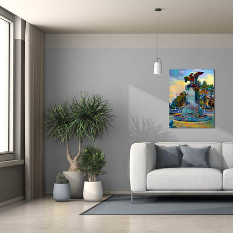 Image of 'Toluca Mexio Fountain Eagle Firmado' by Pedro Gavidia, Canvas Wall Art,26 x 34
