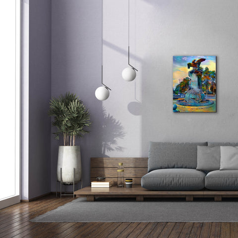 Image of 'Toluca Mexio Fountain Eagle Firmado' by Pedro Gavidia, Canvas Wall Art,26 x 34