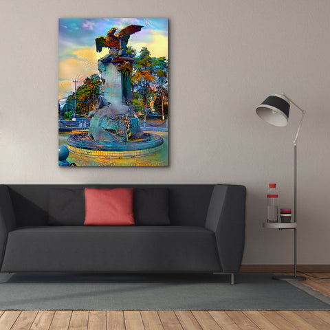Image of 'Toluca Mexio Fountain Eagle Firmado' by Pedro Gavidia, Canvas Wall Art,40 x 54
