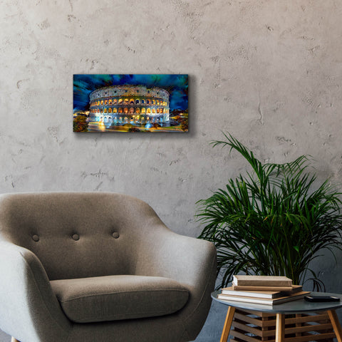 Image of 'Rome Italy Coliseo Night 2022' by Pedro Gavidia, Canvas Wall Art,24 x 12