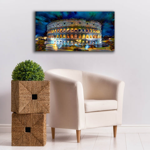 Image of 'Rome Italy Coliseo Night 2022' by Pedro Gavidia, Canvas Wall Art,40 x 20