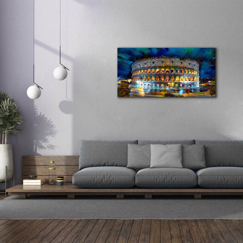 Image of 'Rome Italy Coliseo Night 2022' by Pedro Gavidia, Canvas Wall Art,60 x 30