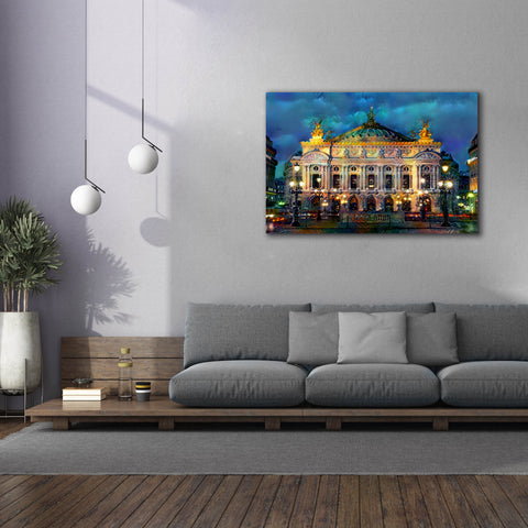 Image of 'Paris France Opera Garnier Night' by Pedro Gavidia, Canvas Wall Art,60 x 40