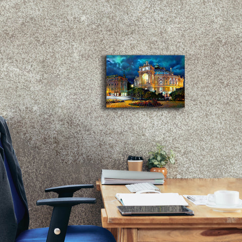 Image of 'Odessa Ukraine Opera and Ballet Theater Night' by Pedro Gavidia, Canvas Wall Art,18 x 12