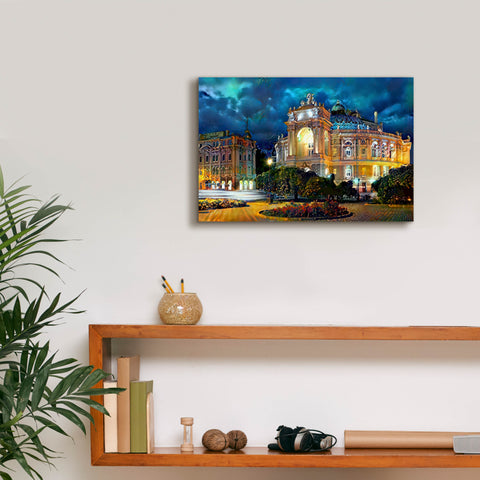 Image of 'Odessa Ukraine Opera and Ballet Theater Night' by Pedro Gavidia, Canvas Wall Art,18 x 12