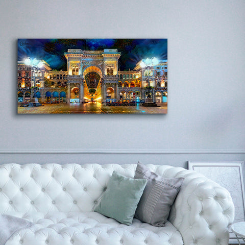 Image of 'Milan Italy Vitorio Emanuel II Night 2022' by Pedro Gavidia, Canvas Wall Art,60 x 30