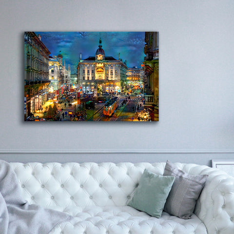 Image of 'Milan Italy Piazza Cardusio Night' by Pedro Gavidia, Canvas Wall Art,60 x 40