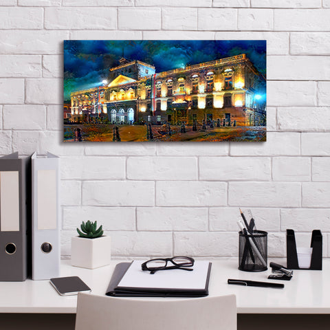 Image of 'Mexico City Palace of Mines Night' by Pedro Gavidia, Canvas Wall Art,24 x 12
