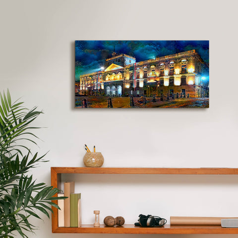 Image of 'Mexico City Palace of Mines Night' by Pedro Gavidia, Canvas Wall Art,24 x 12