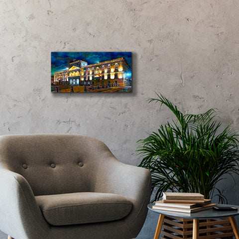 Image of 'Mexico City Palace of Mines Night' by Pedro Gavidia, Canvas Wall Art,24 x 12