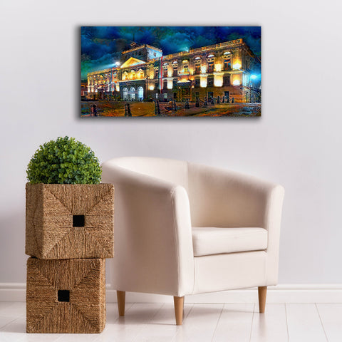 Image of 'Mexico City Palace of Mines Night' by Pedro Gavidia, Canvas Wall Art,40 x 20