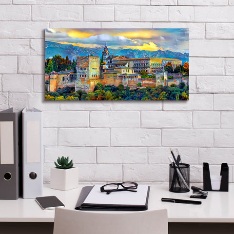 Image of 'Granada Spain La Alhambra' by Pedro Gavidia, Canvas Wall Art,24 x 12