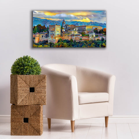 Image of 'Granada Spain La Alhambra' by Pedro Gavidia, Canvas Wall Art,40 x 20
