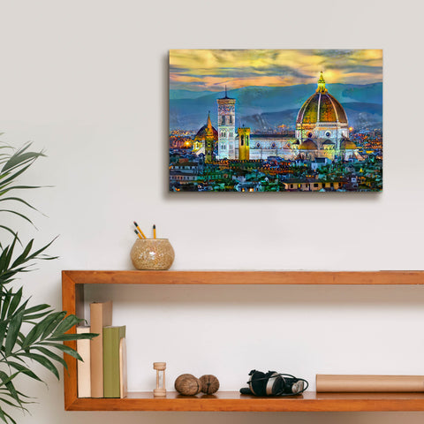 Image of 'Florence Italy Duomo Sunset' by Pedro Gavidia, Canvas Wall Art,18 x 12