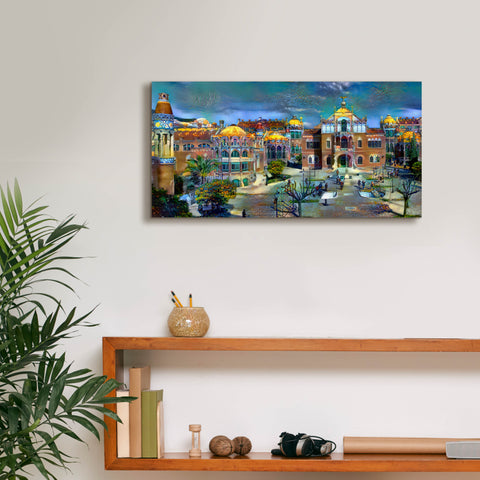 Image of 'Barcelona Spain Sant Pau Hospital and Palau de la Musica' by Pedro Gavidia, Canvas Wall Art,24 x 12