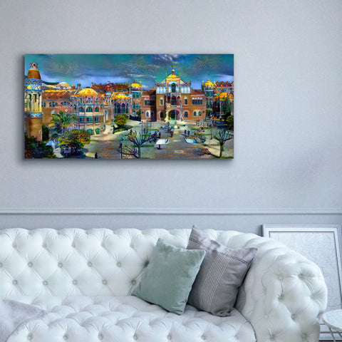 Image of 'Barcelona Spain Sant Pau Hospital and Palau de la Musica' by Pedro Gavidia, Canvas Wall Art,60 x 30