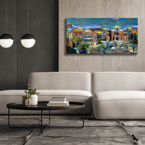 Image of 'Barcelona Spain Sant Pau Hospital and Palau de la Musica' by Pedro Gavidia, Canvas Wall Art,60 x 30