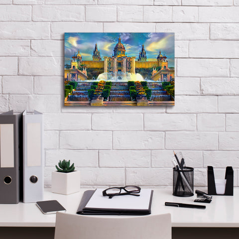 Image of 'Barcelona Spain Montjuic' by Pedro Gavidia, Canvas Wall Art,18 x 12