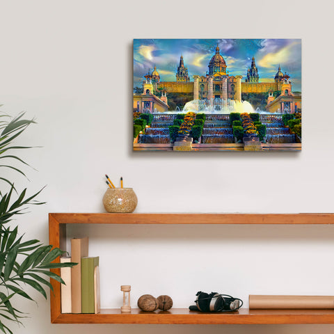 Image of 'Barcelona Spain Montjuic' by Pedro Gavidia, Canvas Wall Art,18 x 12