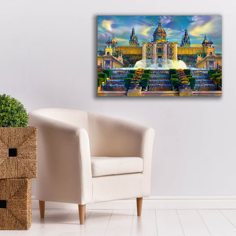 Image of 'Barcelona Spain Montjuic' by Pedro Gavidia, Canvas Wall Art,40 x 26