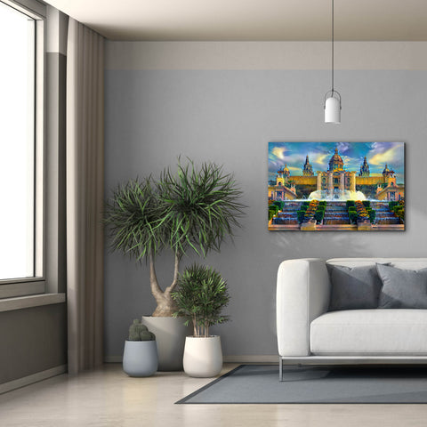 Image of 'Barcelona Spain Montjuic' by Pedro Gavidia, Canvas Wall Art,40 x 26