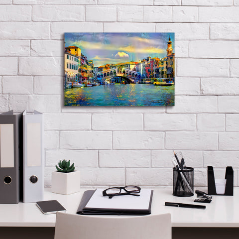 Image of 'Venice Italy Rialto Bridge' by Pedro Gavidia, Canvas Wall Art,18 x 12