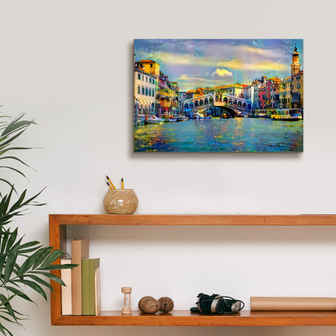 Image of 'Venice Italy Rialto Bridge' by Pedro Gavidia, Canvas Wall Art,18 x 12