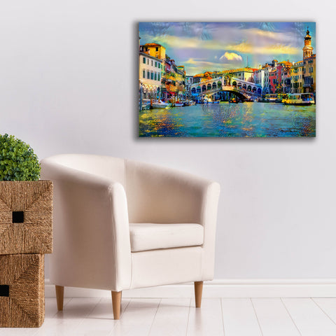 Image of 'Venice Italy Rialto Bridge' by Pedro Gavidia, Canvas Wall Art,40 x 26