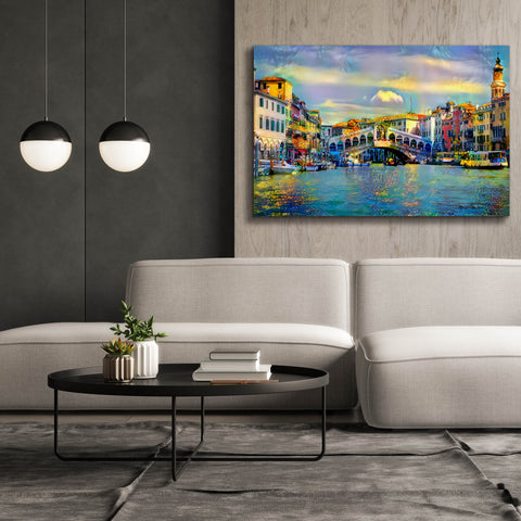 Image of 'Venice Italy Rialto Bridge' by Pedro Gavidia, Canvas Wall Art,60 x 40