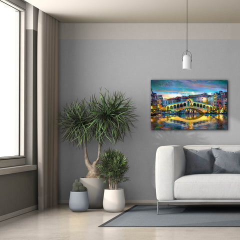 Image of 'Venice Italy Rialto Bridge at night' by Pedro Gavidia, Canvas Wall Art,40 x 26