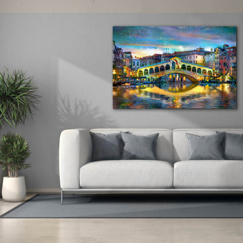 Image of 'Venice Italy Rialto Bridge at night' by Pedro Gavidia, Canvas Wall Art,60 x 40