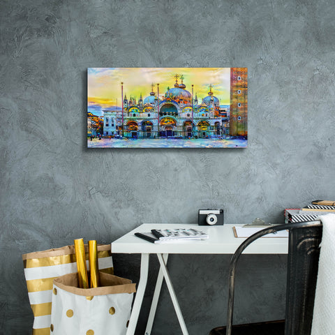 Image of 'Venice Italy Patriarchal Cathedral Basilica of Saint Mark at Sunset' by Pedro Gavidia, Canvas Wall Art,24 x 12
